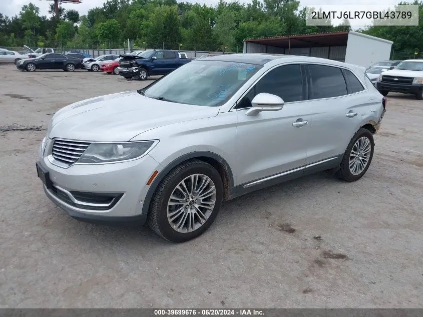 2LMTJ6LR7GBL43789 2016 Lincoln Mkx Reserve