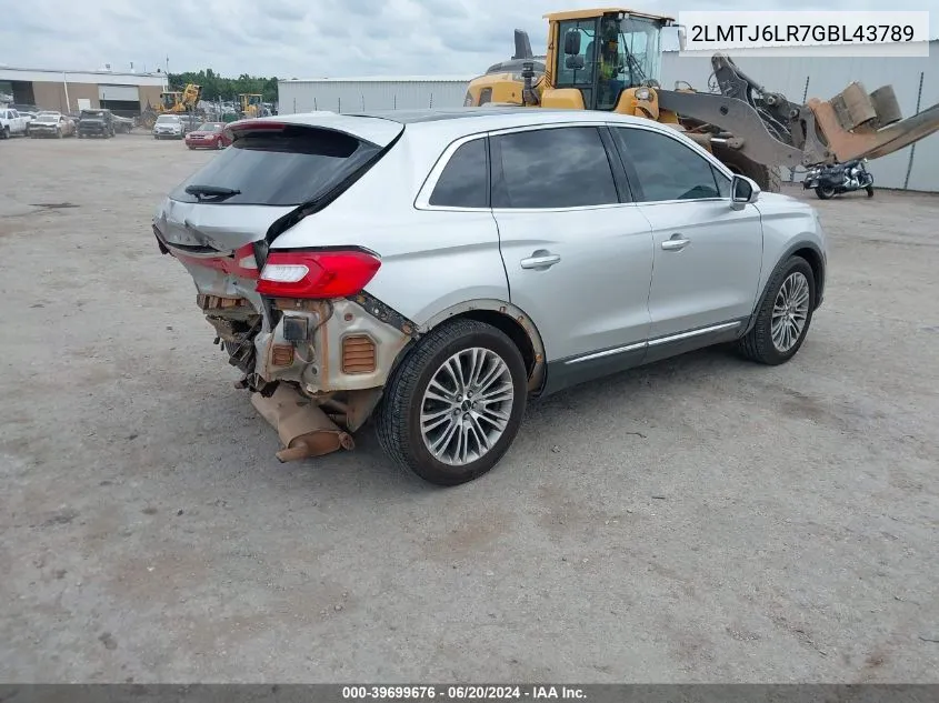 2LMTJ6LR7GBL43789 2016 Lincoln Mkx Reserve