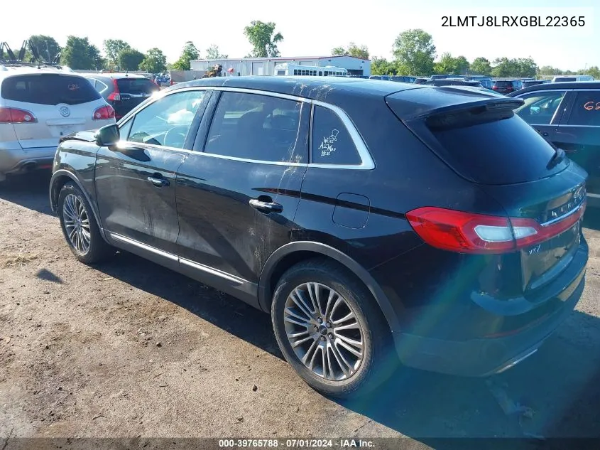 2016 Lincoln Mkx Reserve VIN: 2LMTJ8LRXGBL22365 Lot: 39765788