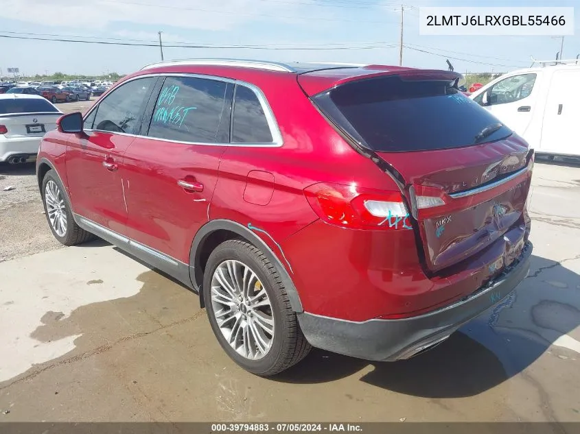 2LMTJ6LRXGBL55466 2016 Lincoln Mkx Reserve