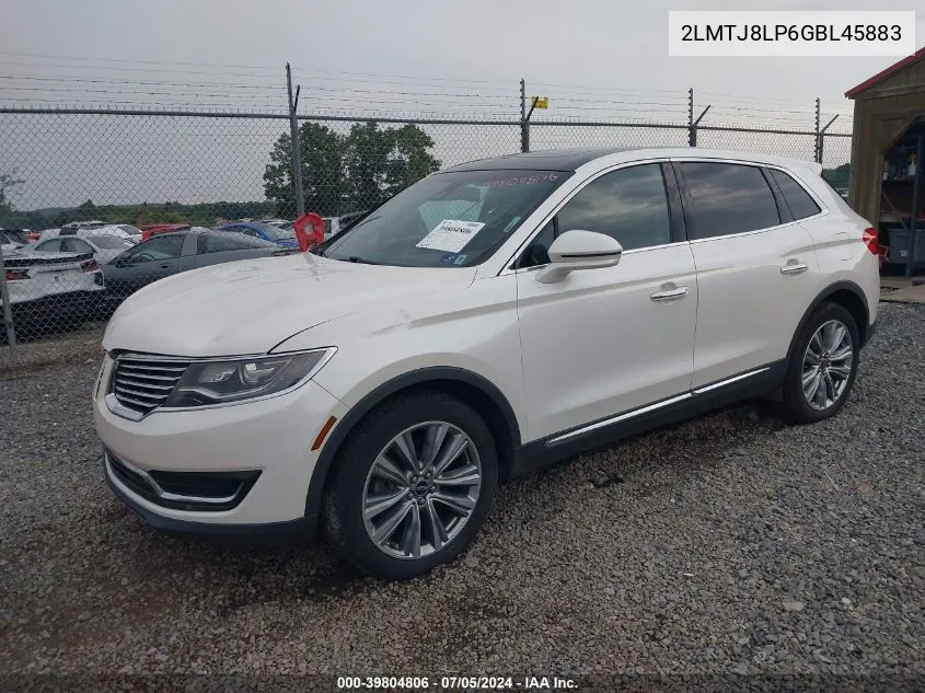 2016 Lincoln Mkx Reserve VIN: 2LMTJ8LP6GBL45883 Lot: 39804806