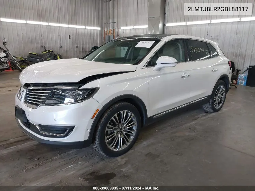 2016 Lincoln Mkx Reserve VIN: 2LMTJ8LR2GBL88117 Lot: 39809935