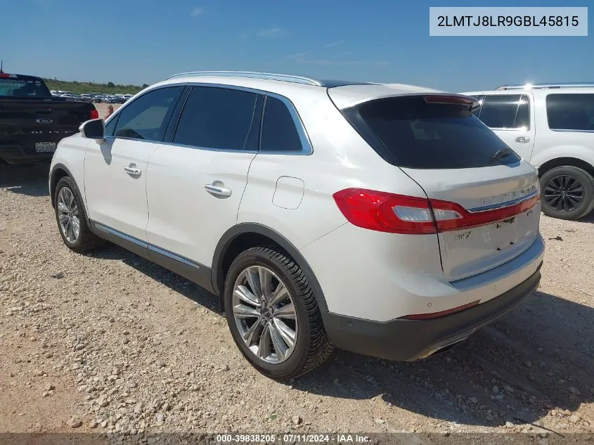 2016 Lincoln Mkx Reserve VIN: 2LMTJ8LR9GBL45815 Lot: 39838205