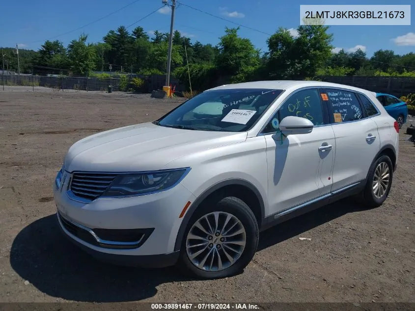 2016 Lincoln Mkx Select VIN: 2LMTJ8KR3GBL21673 Lot: 39891467