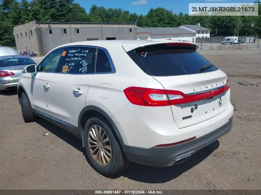 2LMTJ8KR3GBL21673 2016 Lincoln Mkx Select