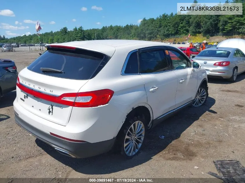 2016 Lincoln Mkx Select VIN: 2LMTJ8KR3GBL21673 Lot: 39891467