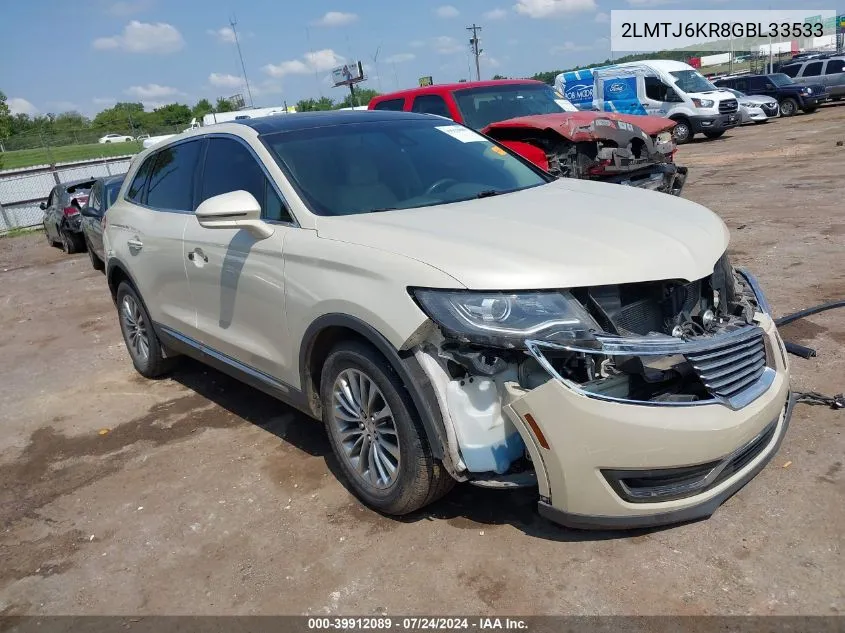 2016 Lincoln Mkx Select VIN: 2LMTJ6KR8GBL33533 Lot: 39912089