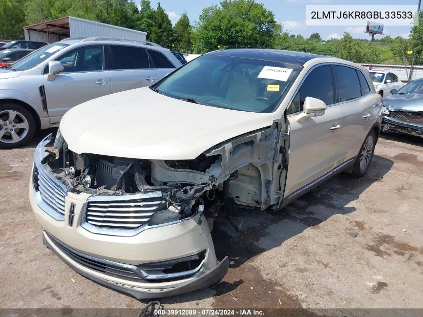 2LMTJ6KR8GBL33533 2016 Lincoln Mkx Select