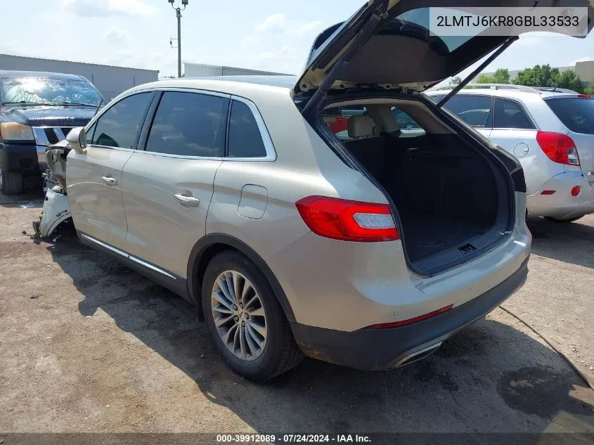 2LMTJ6KR8GBL33533 2016 Lincoln Mkx Select