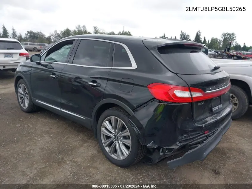 2LMTJ8LP5GBL50265 2016 Lincoln Mkx Reserve