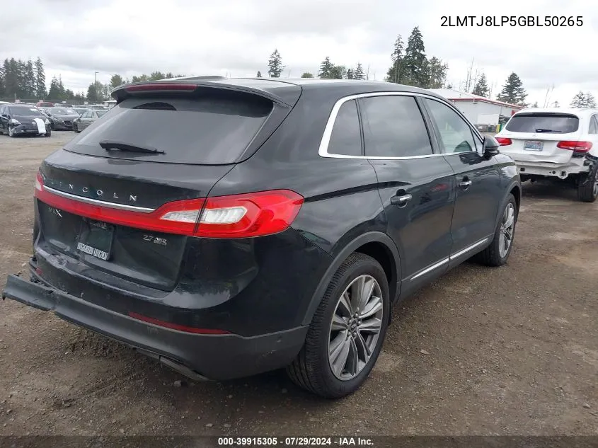 2016 Lincoln Mkx Reserve VIN: 2LMTJ8LP5GBL50265 Lot: 39915305