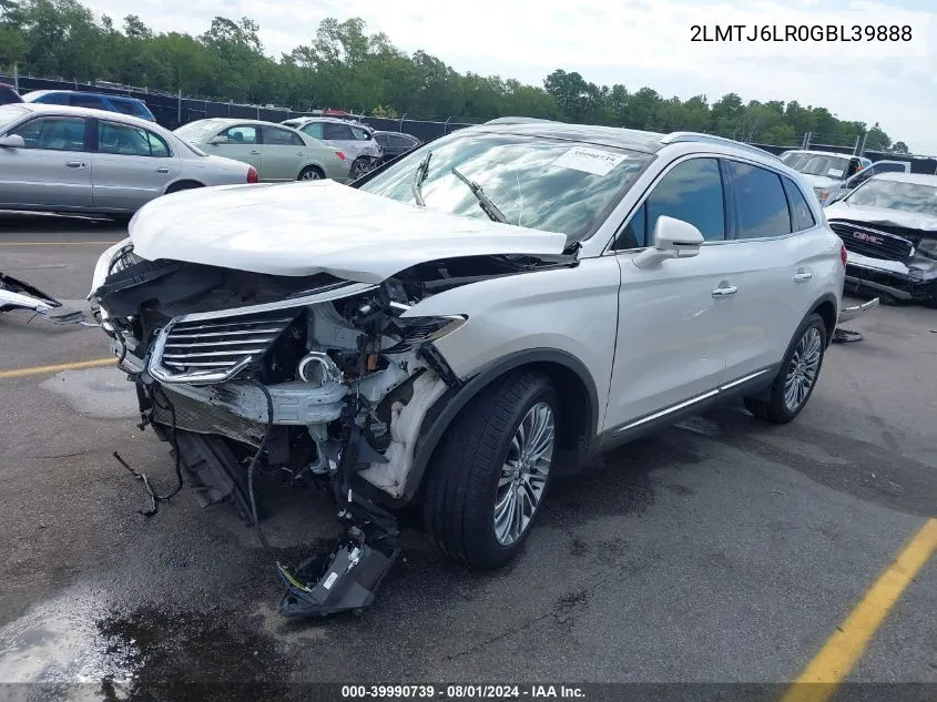 2016 Lincoln Mkx Reserve VIN: 2LMTJ6LR0GBL39888 Lot: 39990739