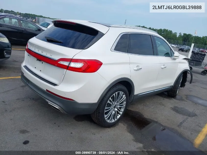 2016 Lincoln Mkx Reserve VIN: 2LMTJ6LR0GBL39888 Lot: 39990739