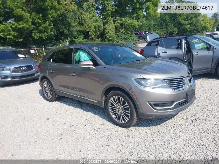 2016 Lincoln Mkx Reserve VIN: 2LMTJ8LR7GBL74617 Lot: 40033878