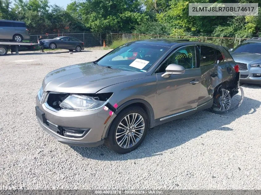 2016 Lincoln Mkx Reserve VIN: 2LMTJ8LR7GBL74617 Lot: 40033878