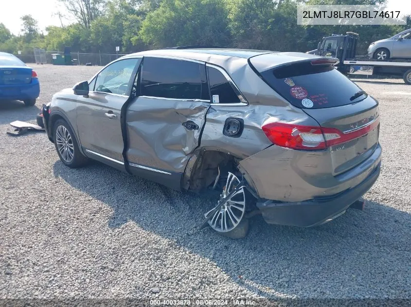 2LMTJ8LR7GBL74617 2016 Lincoln Mkx Reserve