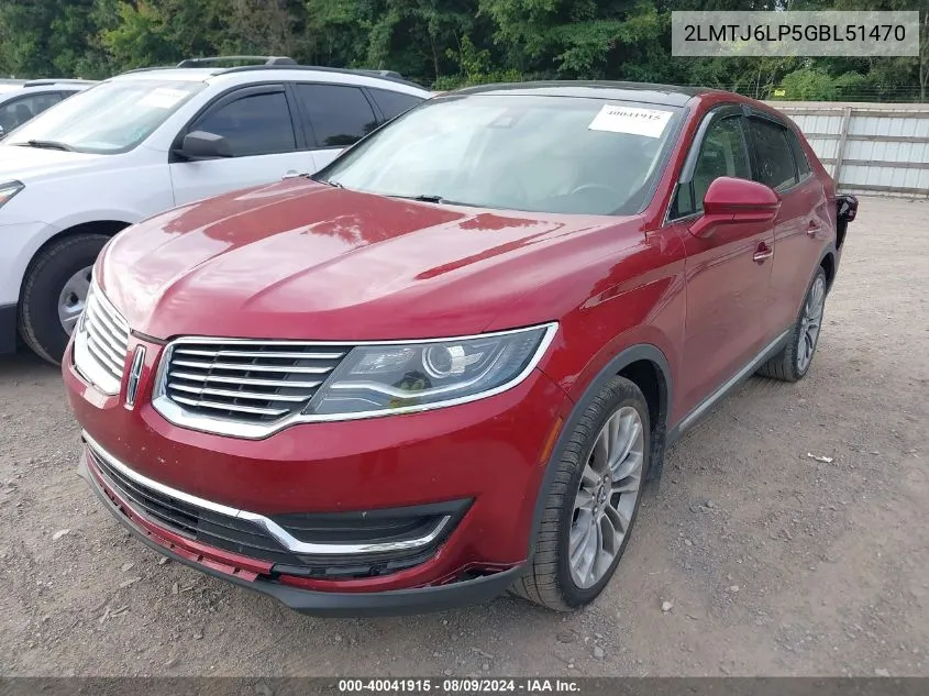 2016 Lincoln Mkx Reserve VIN: 2LMTJ6LP5GBL51470 Lot: 40041915