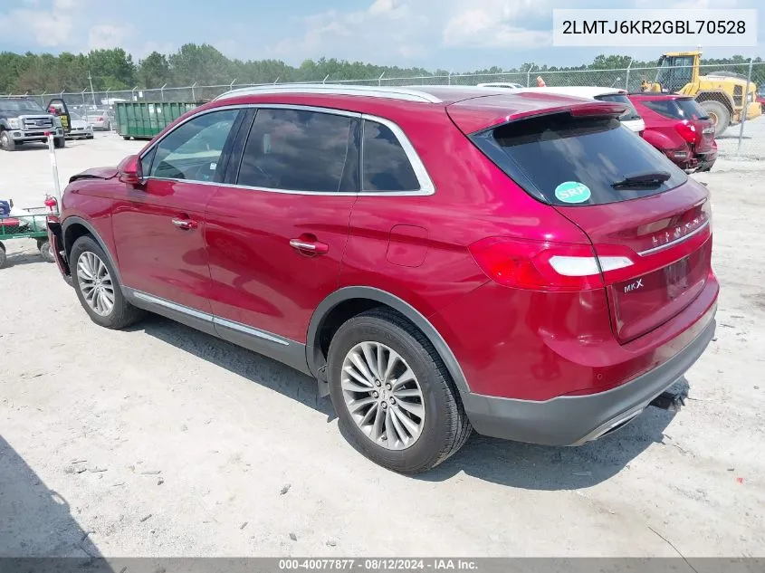 2LMTJ6KR2GBL70528 2016 Lincoln Mkx Select