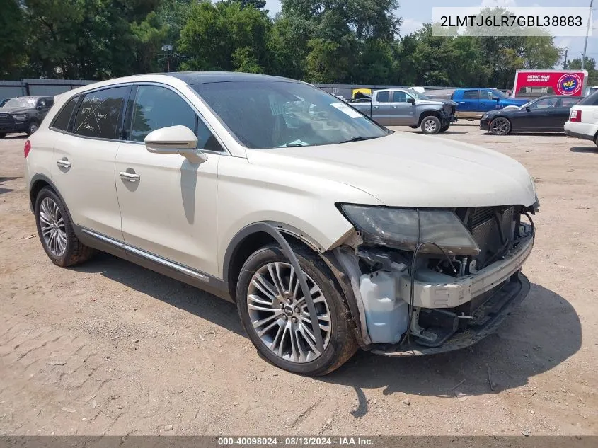 2016 Lincoln Mkx Reserve VIN: 2LMTJ6LR7GBL38883 Lot: 40098024