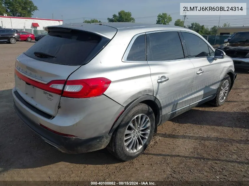 2016 Lincoln Mkx Select VIN: 2LMTJ6KR6GBL24314 Lot: 40100882