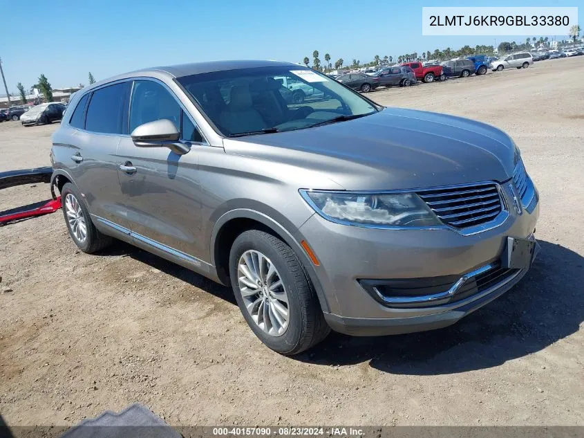 2LMTJ6KR9GBL33380 2016 Lincoln Mkx Select