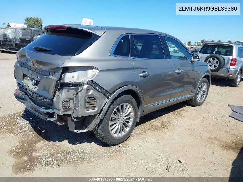 2LMTJ6KR9GBL33380 2016 Lincoln Mkx Select