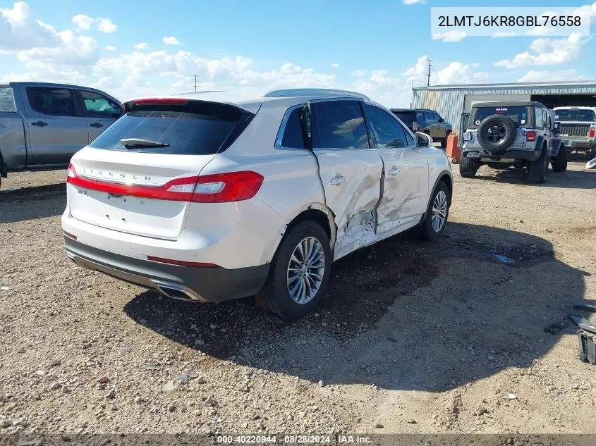 2016 Lincoln Mkx Select VIN: 2LMTJ6KR8GBL76558 Lot: 40220944