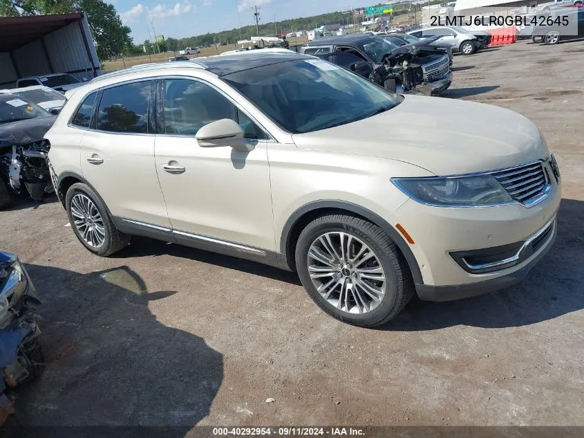 2016 Lincoln Mkx Reserve VIN: 2LMTJ6LR0GBL42645 Lot: 40292954