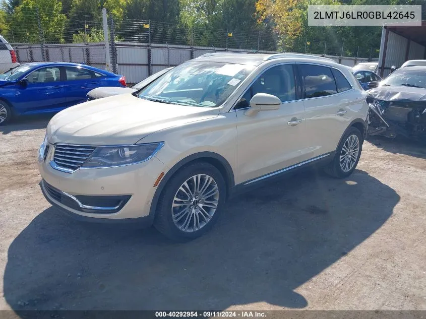 2LMTJ6LR0GBL42645 2016 Lincoln Mkx Reserve