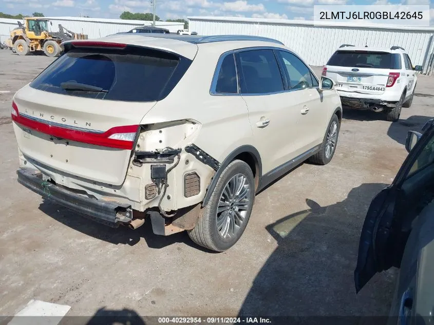 2016 Lincoln Mkx Reserve VIN: 2LMTJ6LR0GBL42645 Lot: 40292954