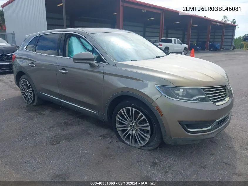 2016 Lincoln Mkx Reserve VIN: 2LMTJ6LR0GBL46081 Lot: 40331069