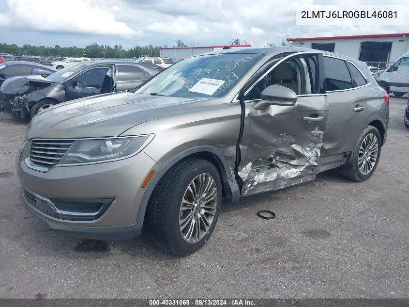 2LMTJ6LR0GBL46081 2016 Lincoln Mkx Reserve