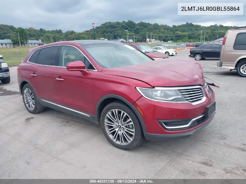 2016 Lincoln Mkx Reserve VIN: 2LMTJ6LR0GBL55864 Lot: 40331130