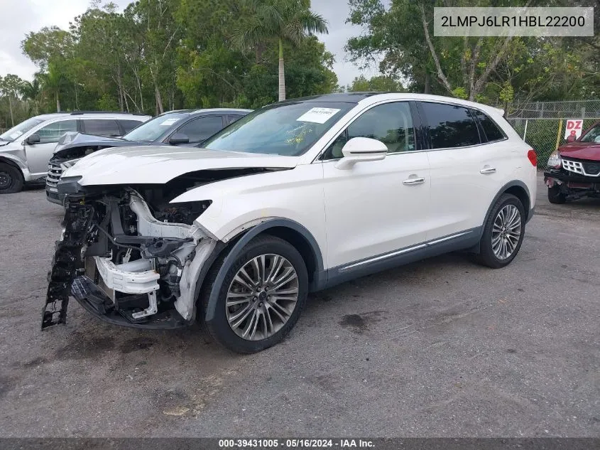 2LMPJ6LR1HBL22200 2017 Lincoln Mkx Reserve