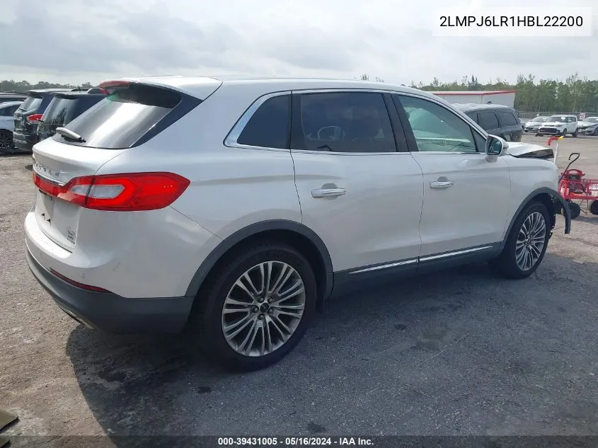 2017 Lincoln Mkx Reserve VIN: 2LMPJ6LR1HBL22200 Lot: 39431005