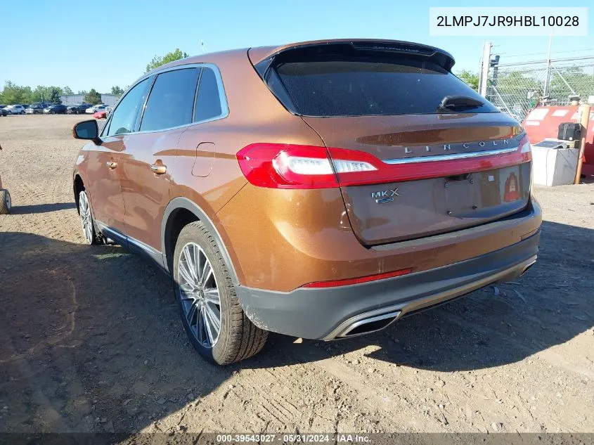 2017 Lincoln Mkx Black Label VIN: 2LMPJ7JR9HBL10028 Lot: 39543027