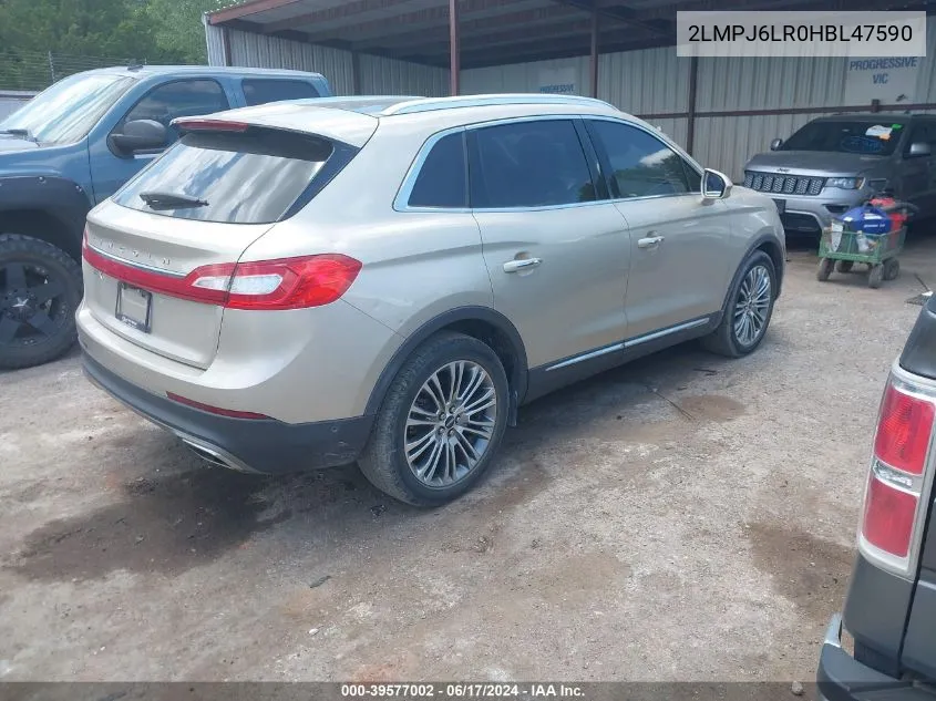 2017 Lincoln Mkx Reserve VIN: 2LMPJ6LR0HBL47590 Lot: 39577002