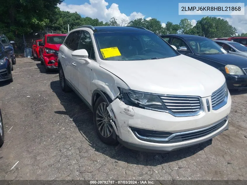 2017 Lincoln Mkx Select VIN: 2LMPJ6KR8HBL21868 Lot: 39792787