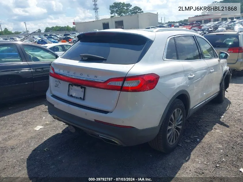 2LMPJ6KR8HBL21868 2017 Lincoln Mkx Select