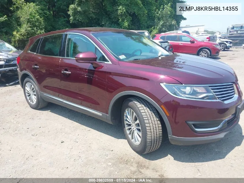 2017 Lincoln Mkx Select VIN: 2LMPJ8KR5HBL14355 Lot: 39832559