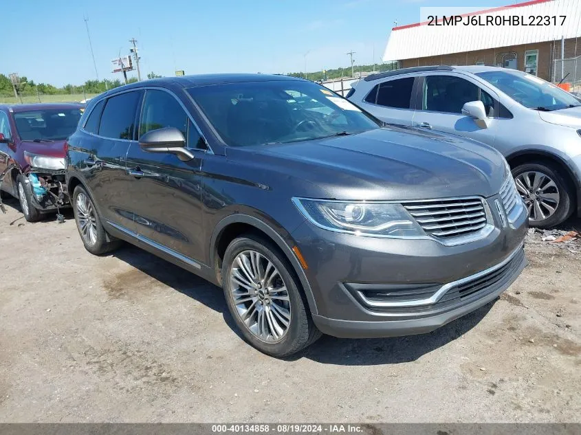 2017 Lincoln Mkx Reserve VIN: 2LMPJ6LR0HBL22317 Lot: 40134858