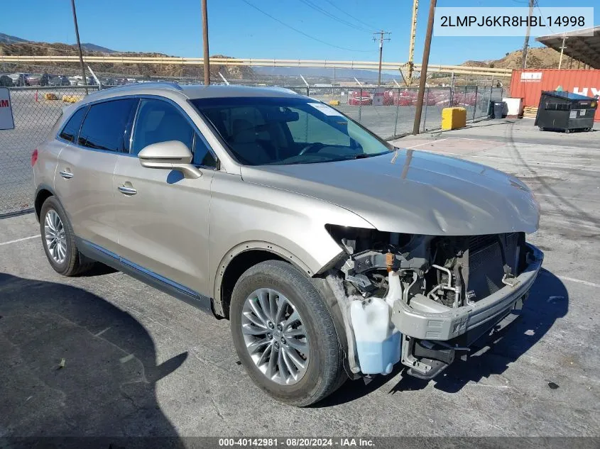 2017 Lincoln Mkx Select VIN: 2LMPJ6KR8HBL14998 Lot: 40142981