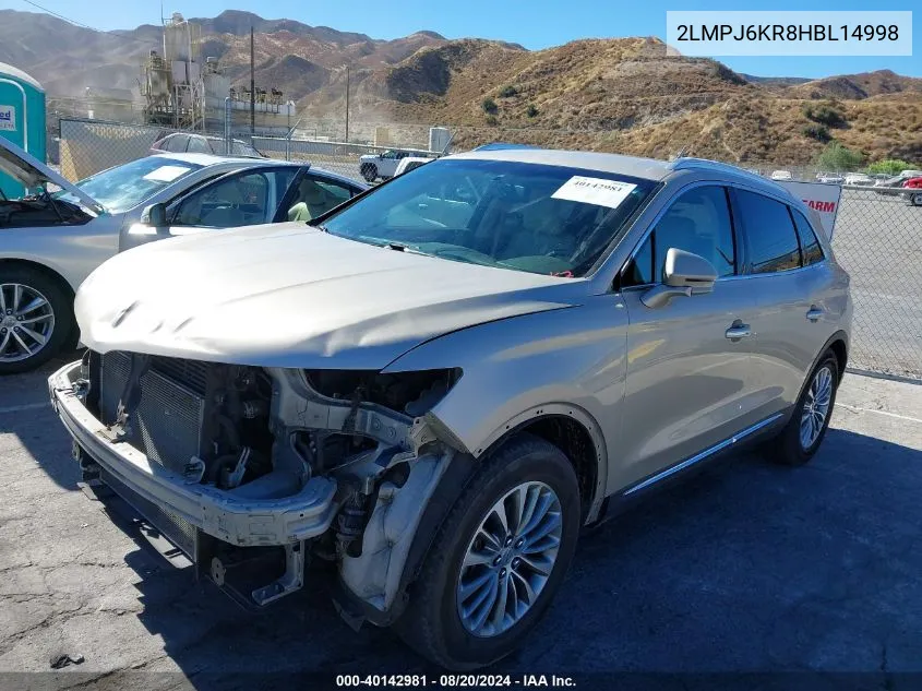 2LMPJ6KR8HBL14998 2017 Lincoln Mkx Select