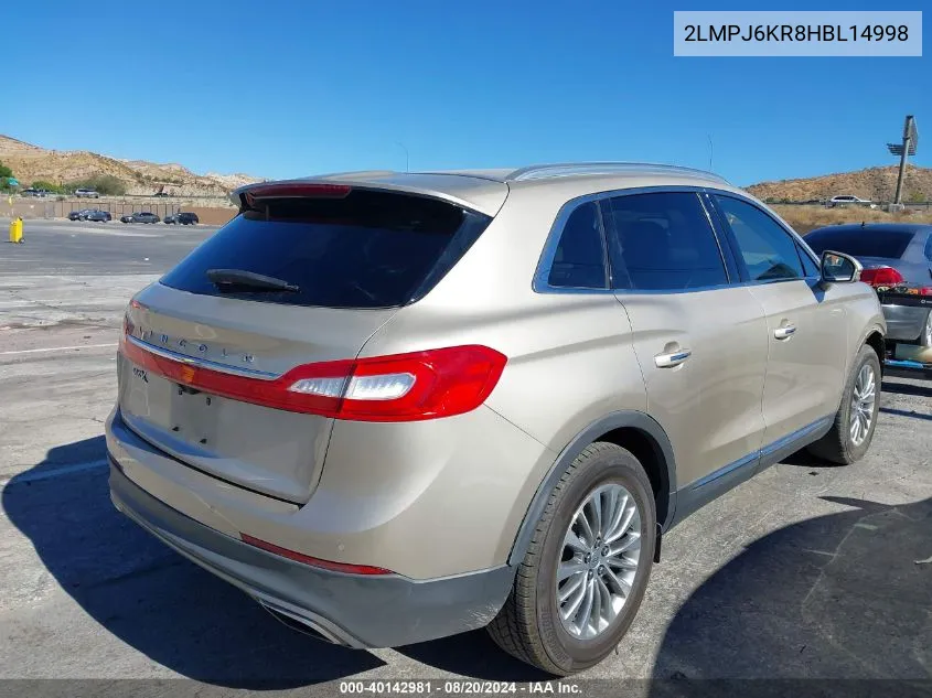 2LMPJ6KR8HBL14998 2017 Lincoln Mkx Select