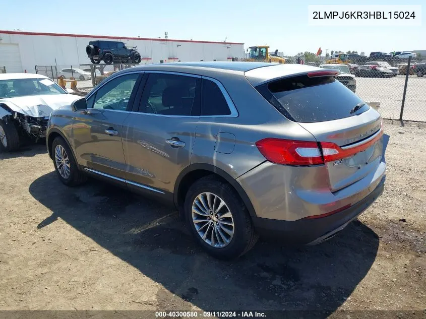 2017 Lincoln Mkx Select VIN: 2LMPJ6KR3HBL15024 Lot: 40300580