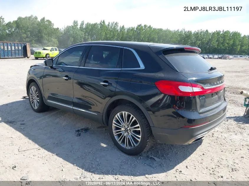 2018 Lincoln Mkx Reserve VIN: 2LMPJ8LR3JBL11197 Lot: 12028892