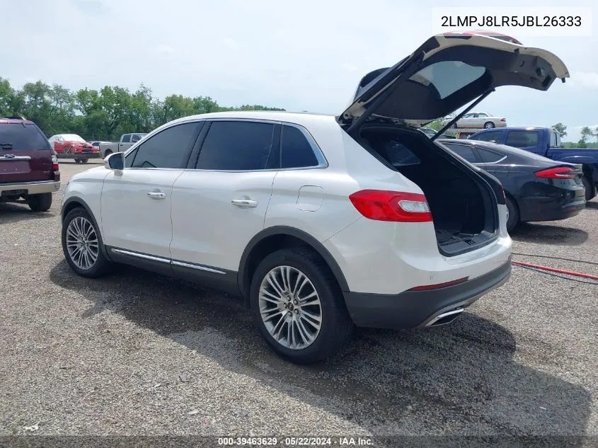 2018 Lincoln Mkx Reserve VIN: 2LMPJ8LR5JBL26333 Lot: 39463629