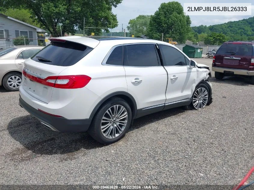 2018 Lincoln Mkx Reserve VIN: 2LMPJ8LR5JBL26333 Lot: 39463629