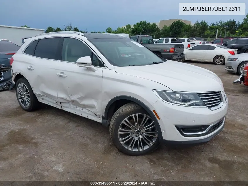 2018 Lincoln Mkx Reserve VIN: 2LMPJ6LR7JBL12311 Lot: 39496511