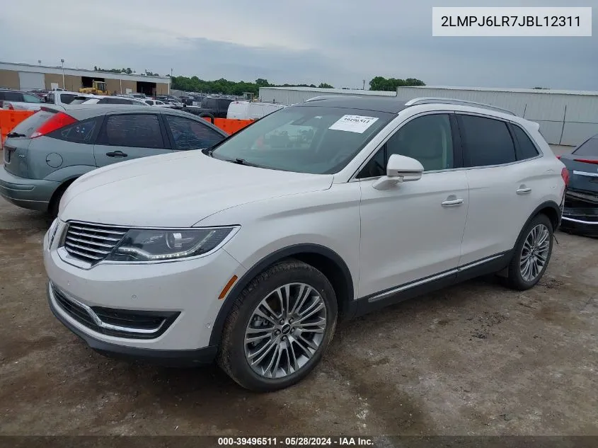 2018 Lincoln Mkx Reserve VIN: 2LMPJ6LR7JBL12311 Lot: 39496511